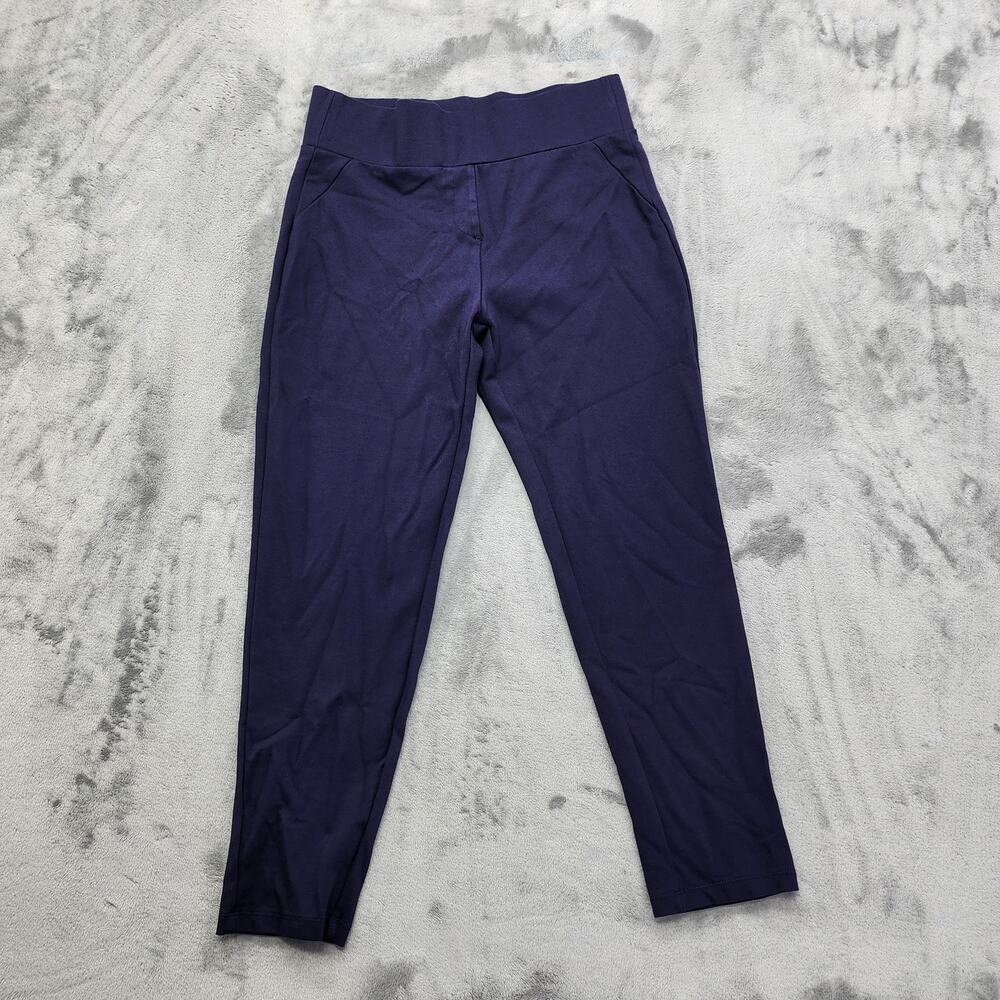 Tapata Pants Womens M Blue High Waist Skinny Stretch Knit Cropped Wide Waistband